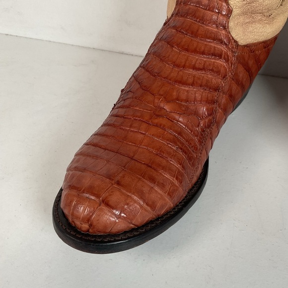 Tony Lama Royal Caiman Cowgirl Boots 7.5 M Belly Cut Tooled - Picture 13 of 16